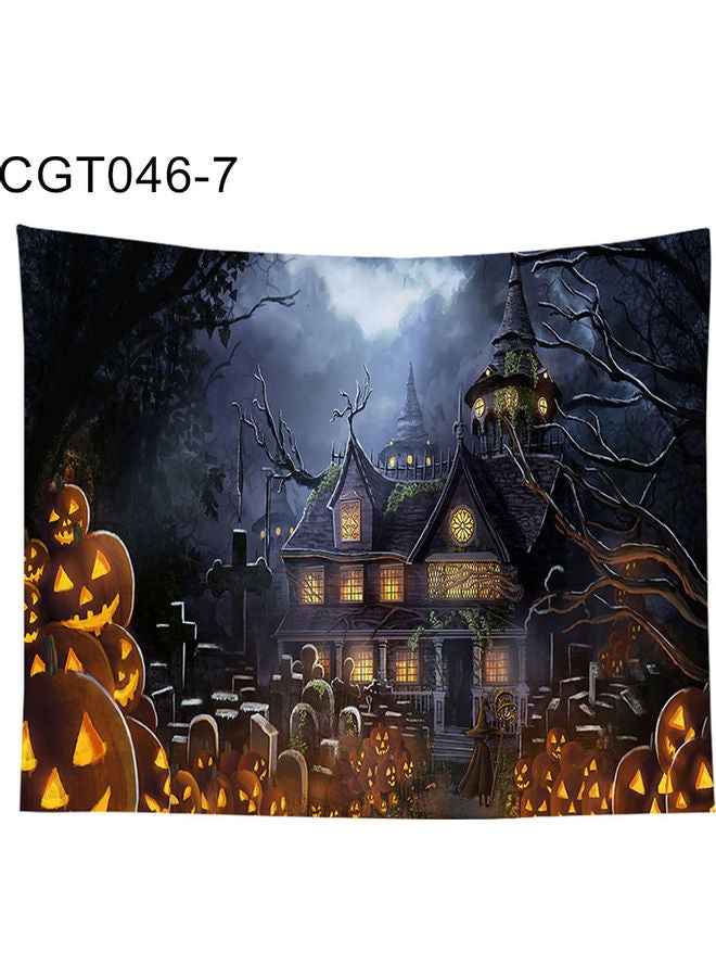 Skeleton Pumpkin Print Hanging Tapestry Bedroom Wall Cloth Carpet Polyester Multicolour 45x45x0.5cm
