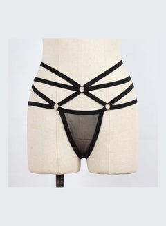 Lace Detailed G-String Thong Black
