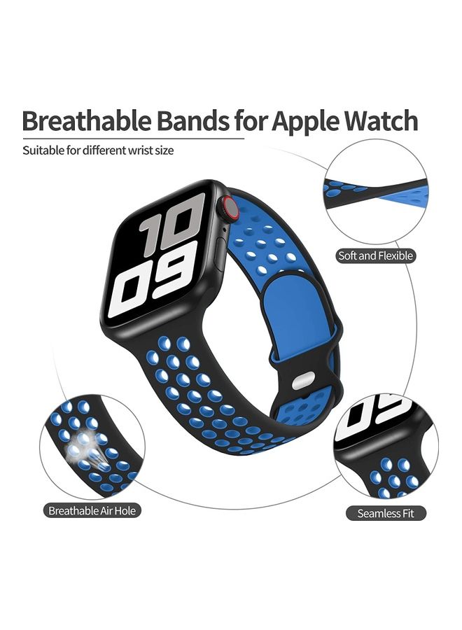 ICS Replacement Band For Apple Watch SE/6/5/4/3/2/1 38/40 mm Black/Blue - Image 2