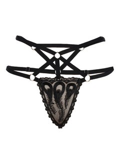 Generic Lace Detailed G-String Thong Black 