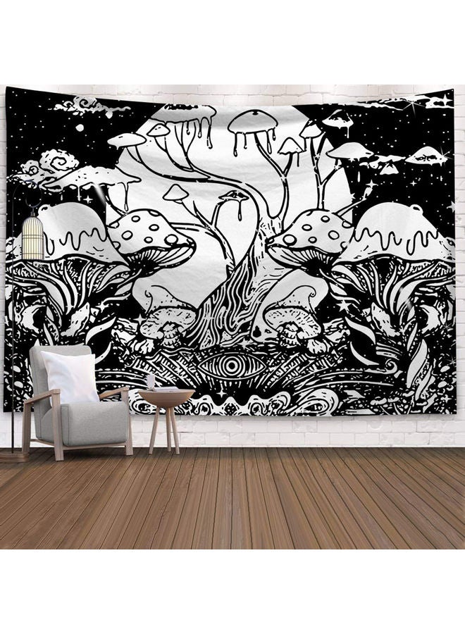 UFO Moon Print Wall Hanging Tapestry White/Black 95 X 73 X 1cm