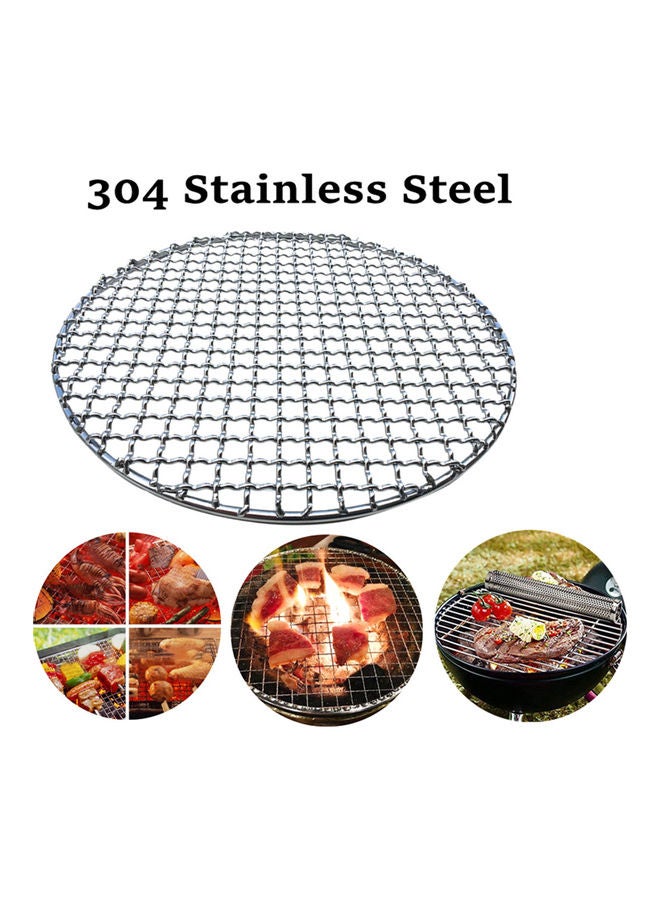 Round Stainless Steel Non-Stick Barbecue Grill Silver 23.8 x 23.75 x 0.8cm - v1622736113/N47956707A_2