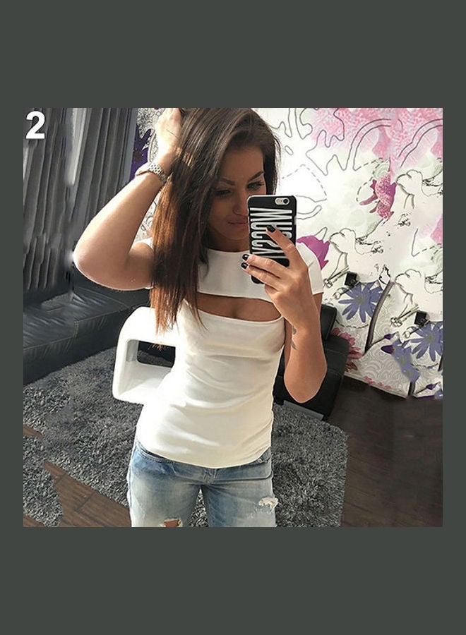 بلوزة صيفية عصرية بأكمام قصيرة أبيض