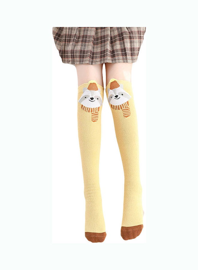 Knee Stockings Cotton Long Socks Yellow 