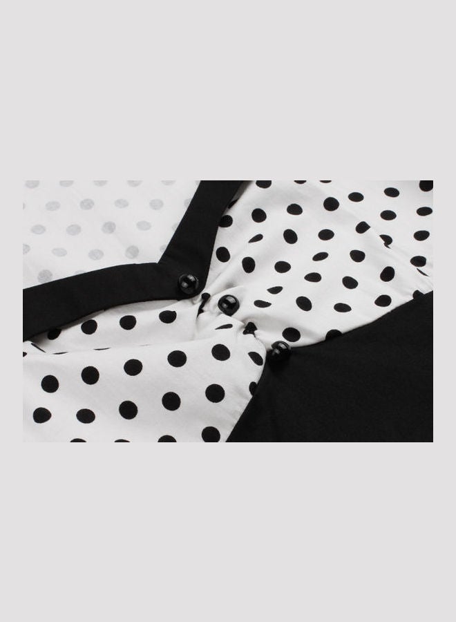 OUTAD Polka Dot Printed Elegant Dress Black/White  - Image 4