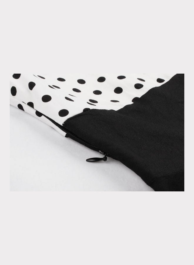 OUTAD Polka Dot Printed Elegant Dress Black/White  - Image 5