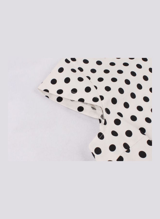OUTAD Polka Dot Printed Elegant Dress White/Black - Image 4