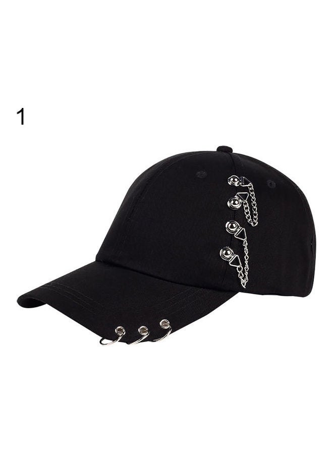Fashion Metal Ring Hip-Hop Baseball Cap Black 