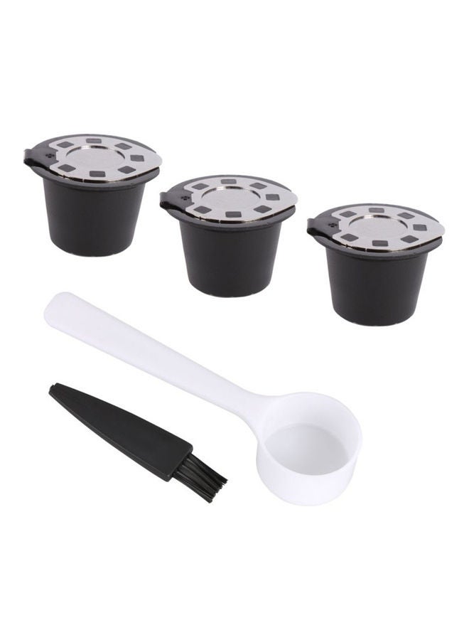 5-Piece Refillable Coffee Filter Capsule Cup for Nespresso with Spoon and Brush Multicolour 3.7 x 2.5 x 2.5cm - Image 1