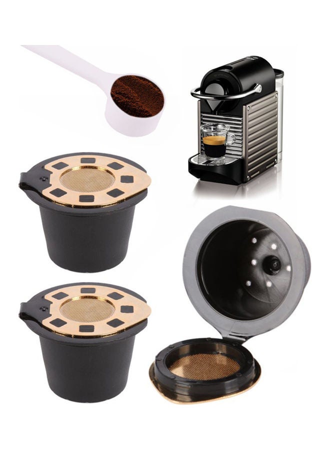 5-Piece Refillable Coffee Filter Capsule Cup for Nespresso with Spoon and Brush Multicolour 3.7 x 2.5 x 2.5cm - Image 2