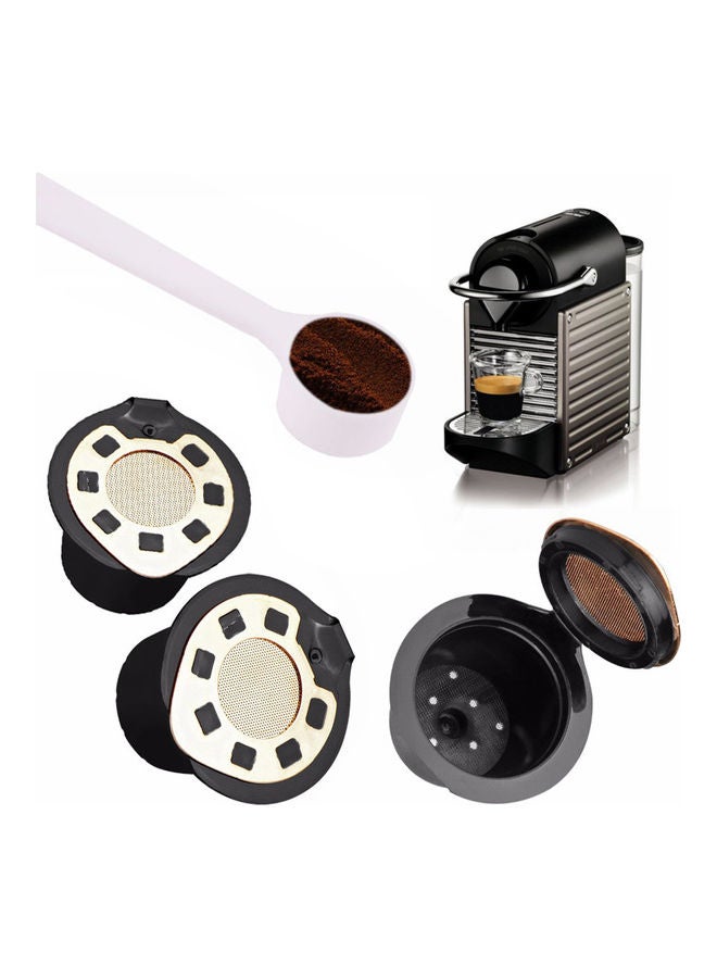 5-Piece Refillable Coffee Filter Capsule Cup for Nespresso with Spoon and Brush Multicolour 3.7 x 2.5 x 2.5cm - Image 4
