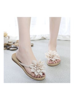 Generic Women Fashion Summer Non Slip Flower Flip Flops Flat Sandals Beige  - Image 2