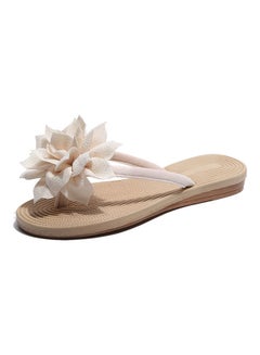 Generic Women Fashion Summer Non Slip Flower Flip Flops Flat Sandals Beige  - Image 1