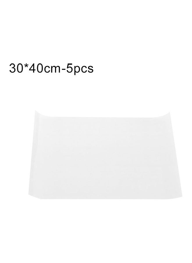 5-Piece Heat Resistant Non-Stick Baking Mat White 30 x 40cm 