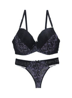 2-Piece Push Up Lace Underwear Set Black