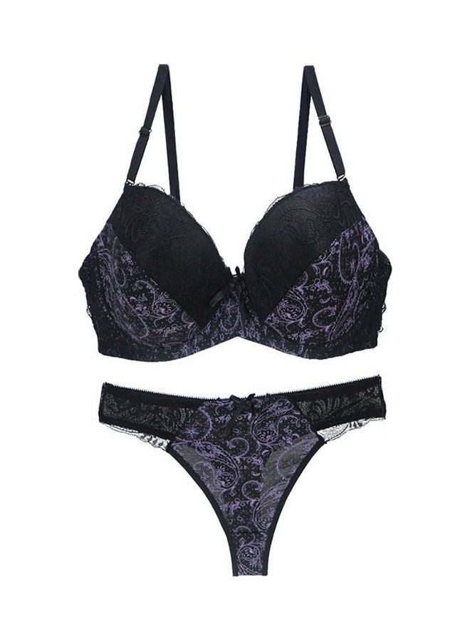 Generic - 2-Piece Push Up Lace Underwear Set Black - Image 1