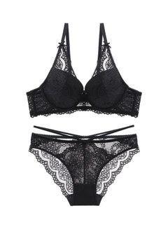 2-Piece Push Up Lace Underwear Set Black
