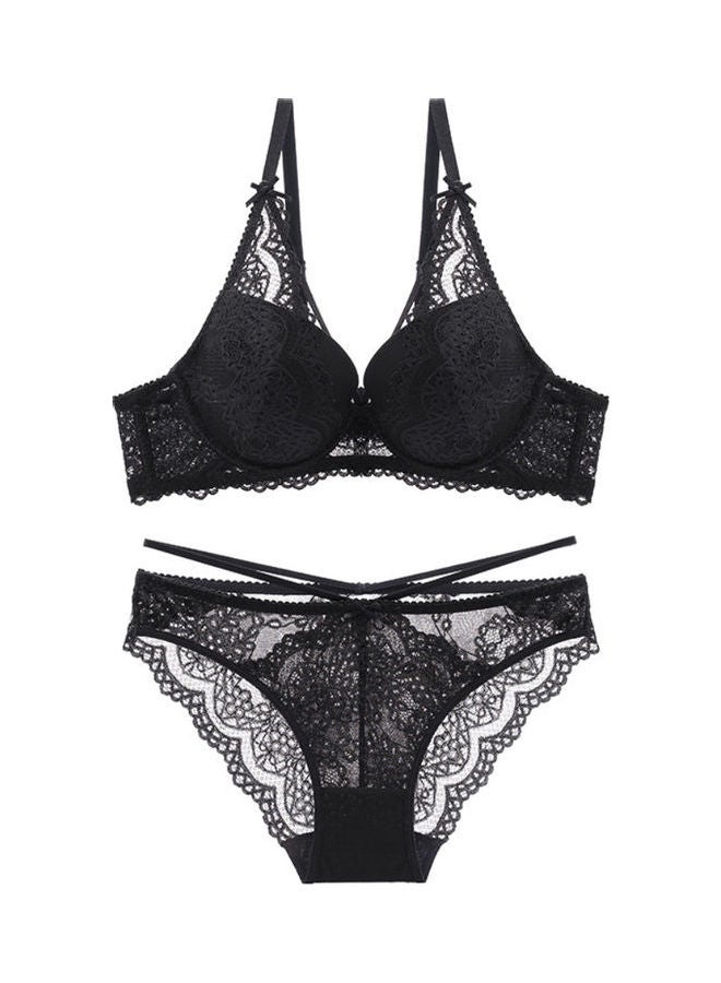 Generic - 2-Piece Push Up Lace Underwear Set Black - Image 1