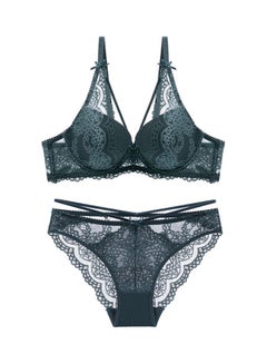 2-Piece Push Up Lace Underwear Set Dark Green