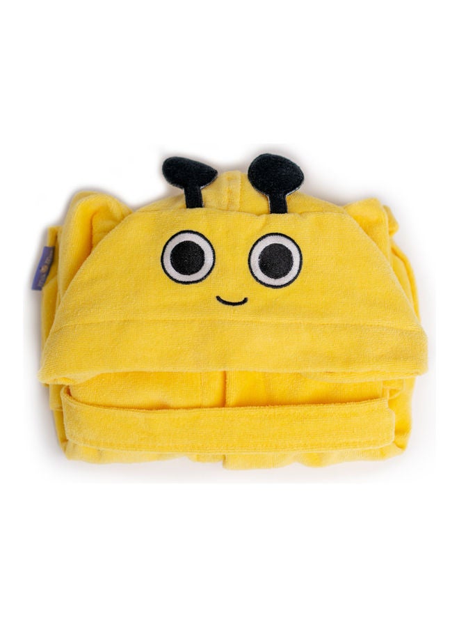 Milk & Moo - Buzzy Bee Velvet Hooded Bathrobe Black/Yellow 64x36cm - Image 1