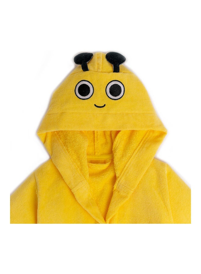 Milk & Moo - Buzzy Bee Velvet Hooded Bathrobe Black/Yellow 64x36cm - Image 1