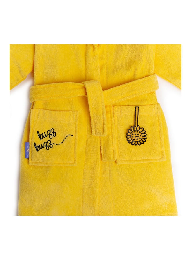 Milk & Moo - Buzzy Bee Velvet Hooded Bathrobe Black/Yellow 64x36cm - Image 1