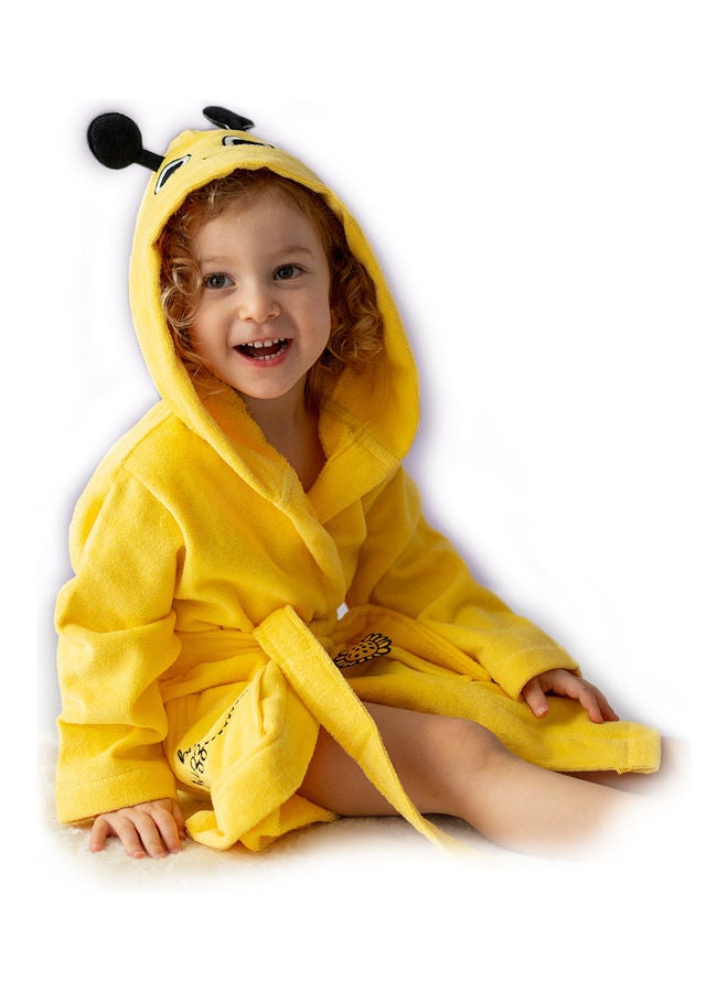 Milk & Moo - Buzzy Bee Velvet Hooded Bathrobe Black/Yellow 64x36cm - Image 1