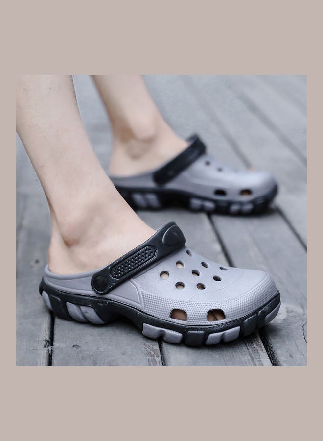 Fashion Holes Men Anti-skid Flats Sandals Grey/Black - Image 3