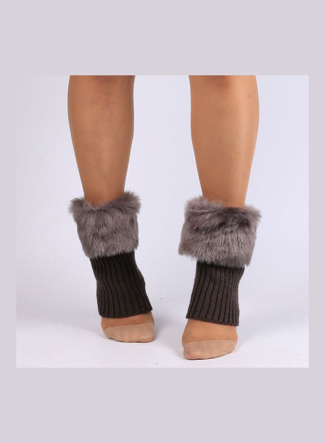 Winter Women Solid Color Faux Socks Black 