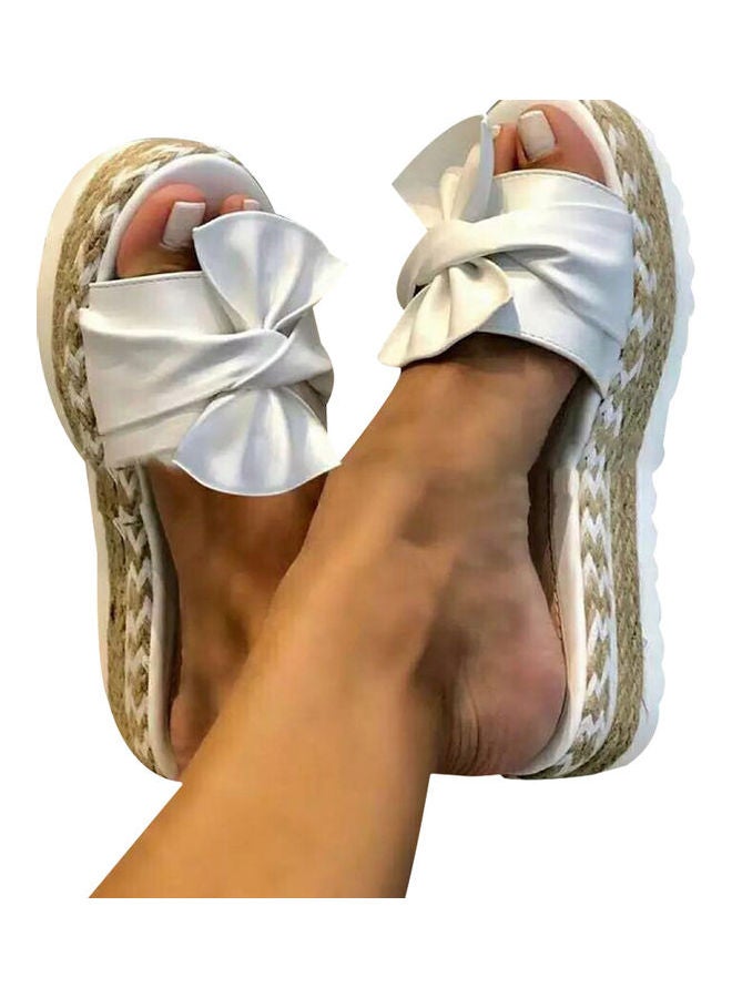Women Fashion Summer Bow-knot Anti-Skid Sandals White/Beige  - Image 1
