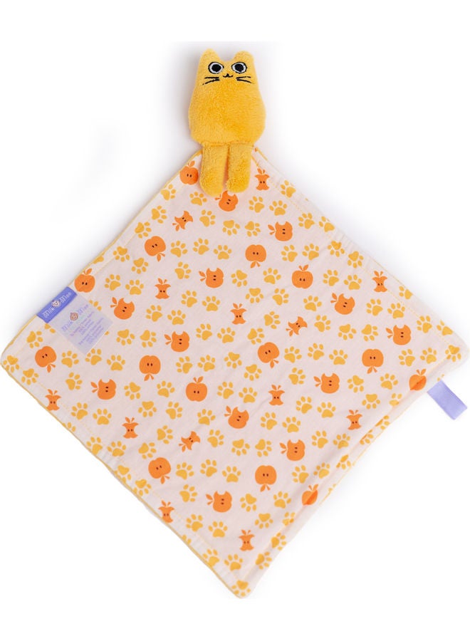 Milk & Moo Tombish Cat Pattern Blanket Polyester Orange/White 30x30cm  - Image 2