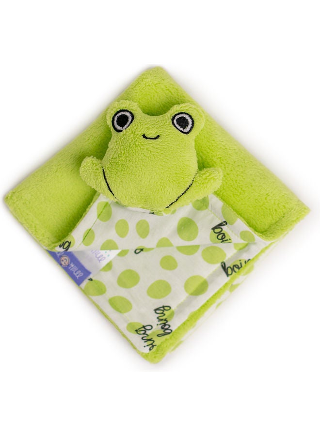 Milk & Moo Frog Pattern Blanket polyester Green/White/Black 30x30cm  - Image 1