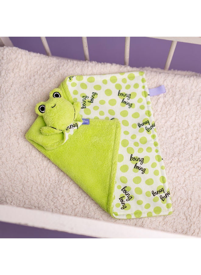 Milk & Moo Frog Pattern Blanket polyester Green/White/Black 30x30cm  - Image 5
