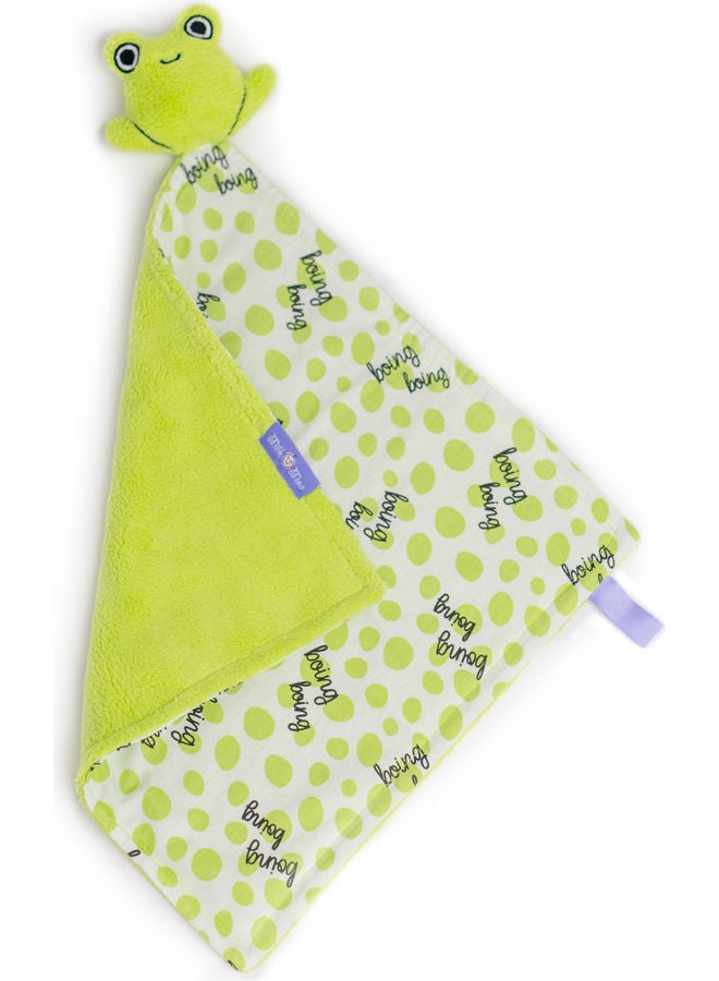 Milk & Moo Frog Pattern Blanket polyester Green/White/Black 30x30cm  - Image 3