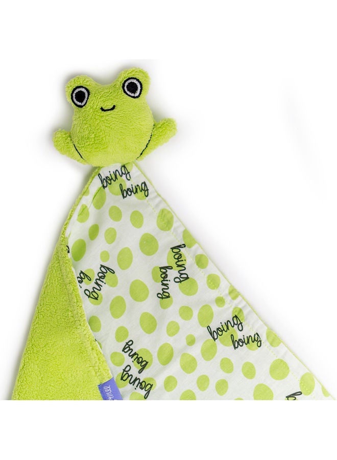 Milk & Moo Frog Pattern Blanket polyester Green/White/Black 30x30cm  - Image 4