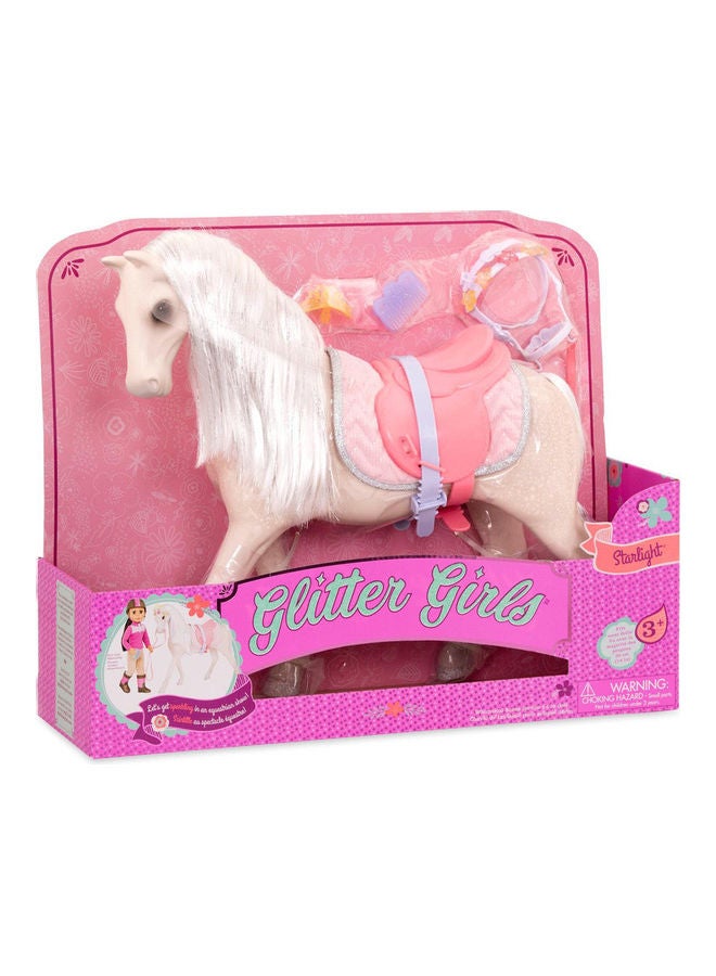 جليتر جيرل حصان أبيض لامع مع تاج مقاس 14 بوصة - Image 1