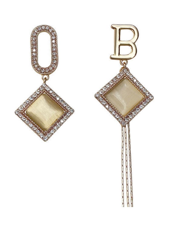 J.J Hand made 925 Sterling Silver Geometric Square Tassel Letter B Earrings - Image 1