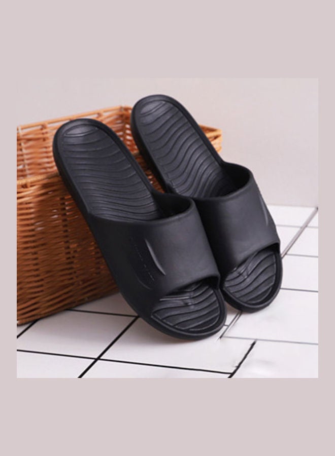 Men Waterproof Anti-slip Lightweight Shower Slippers Black - Image 2