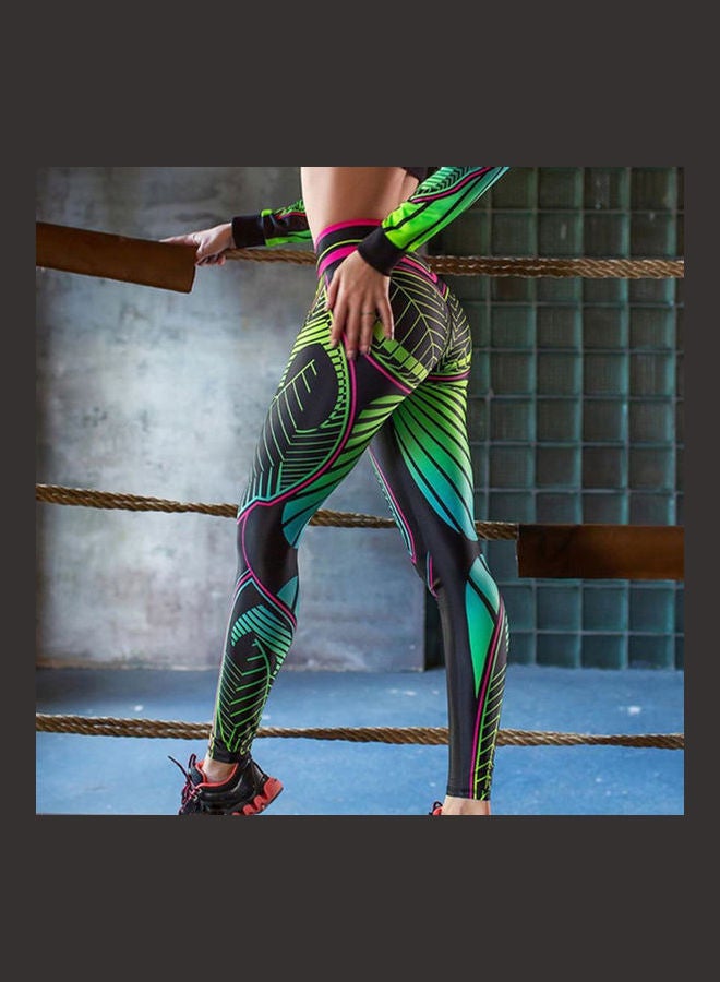 Printed High Waist Yoga Pants Multicolour - Image 3