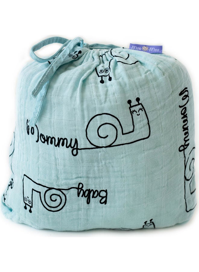 Milk & Moo 2-Piece Swaddle Blanket Set Cotton Light Blue/Black/White 110x110cm  - Image 1