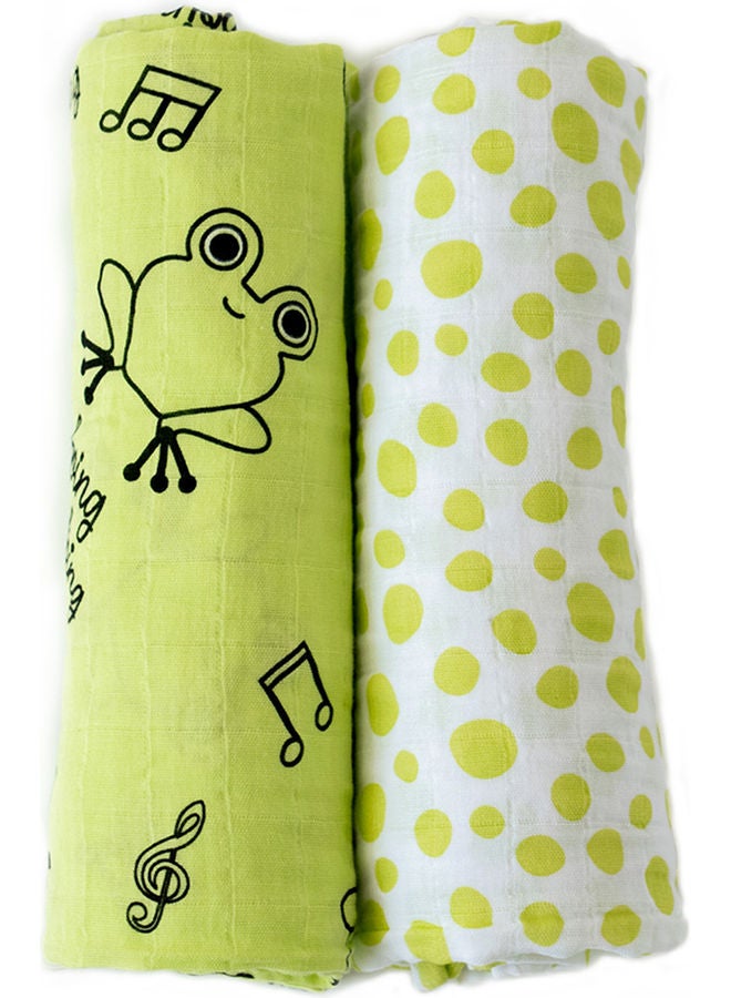 Milk & Moo 2-Piece Swaddle Blanket Set cotton Green/Black/White 110x110cm  - Image 4