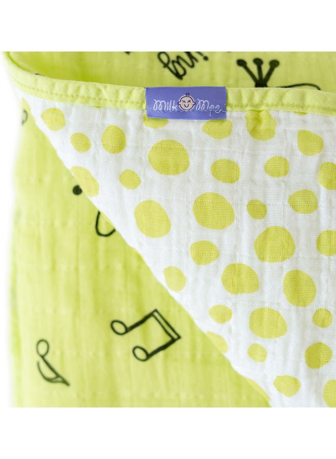 Milk & Moo Frog Printed Blanket Cotton Green/Black 90x110cm - Image 2