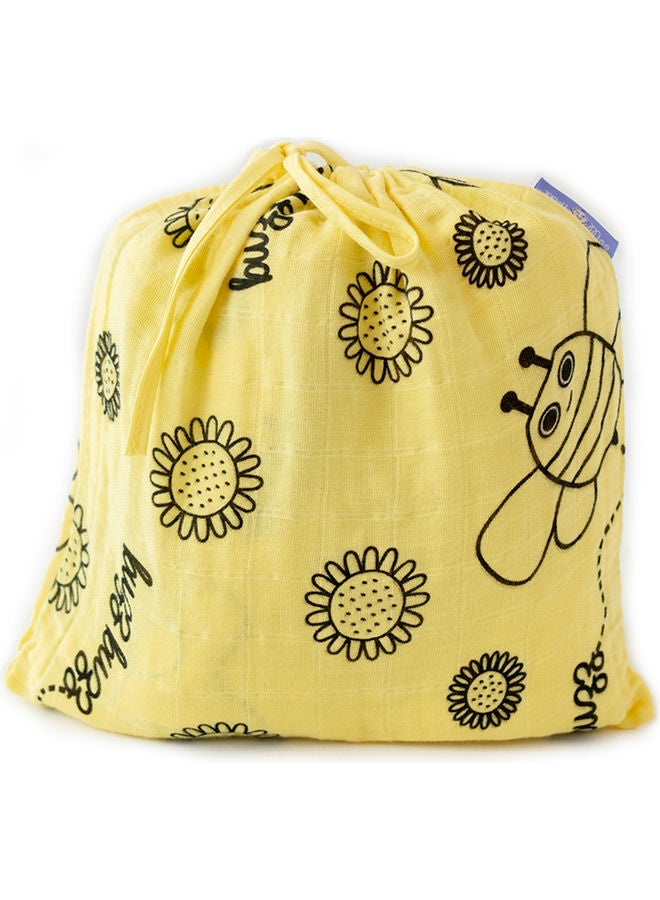 Milk & Moo 2-Piece Swaddle Blanket Set Cotton Yellow/Black/White 110x110cm  - Image 2