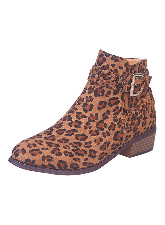 Women Braided Strap Buckle Boots Shoes Multicolour 