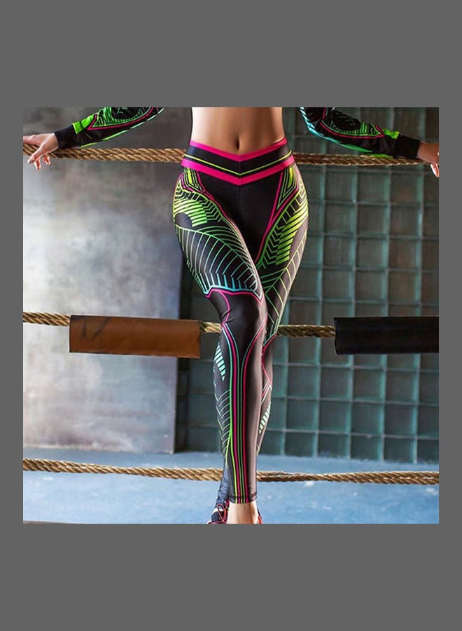 Printed High Waist Yoga Pants Multicolour - Image 1