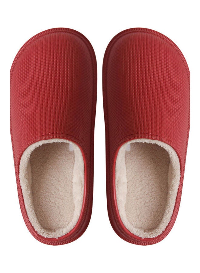 Winter Thick-Sole Waterproof Slippers Red 