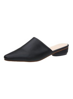 Faux Leather Slip-On Pointed Toe Mules Black