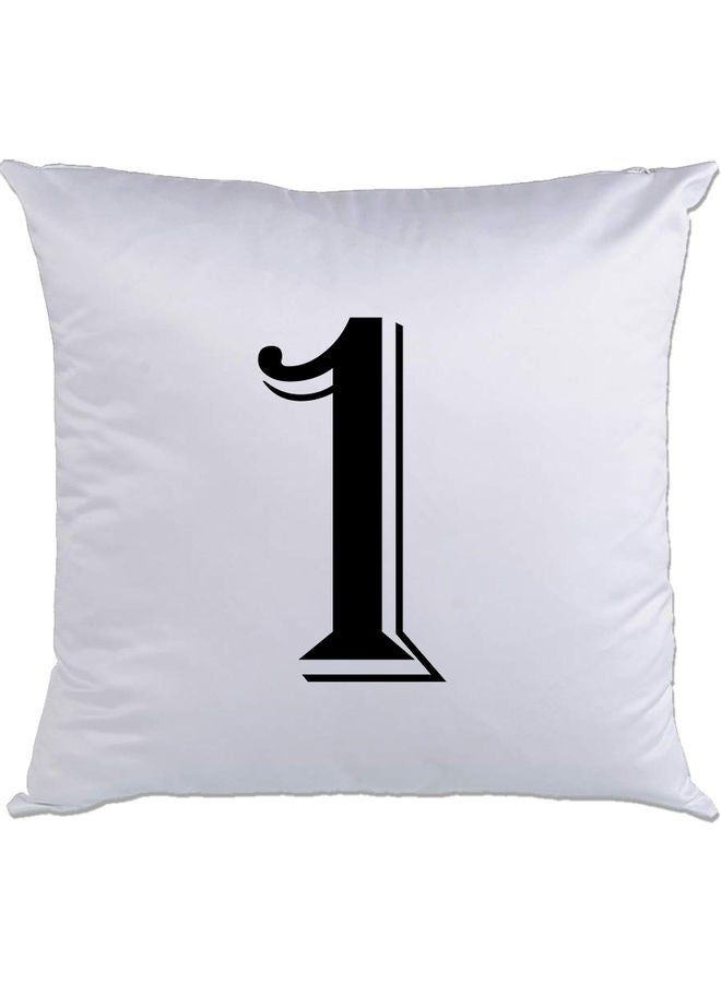 1-Printed Decorative Pillow White/Black 40 x 40cm