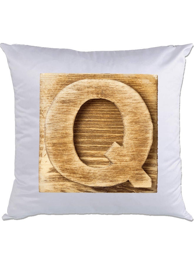 Q-Printed Decorative Pillow White/Brown 40 x 40cm