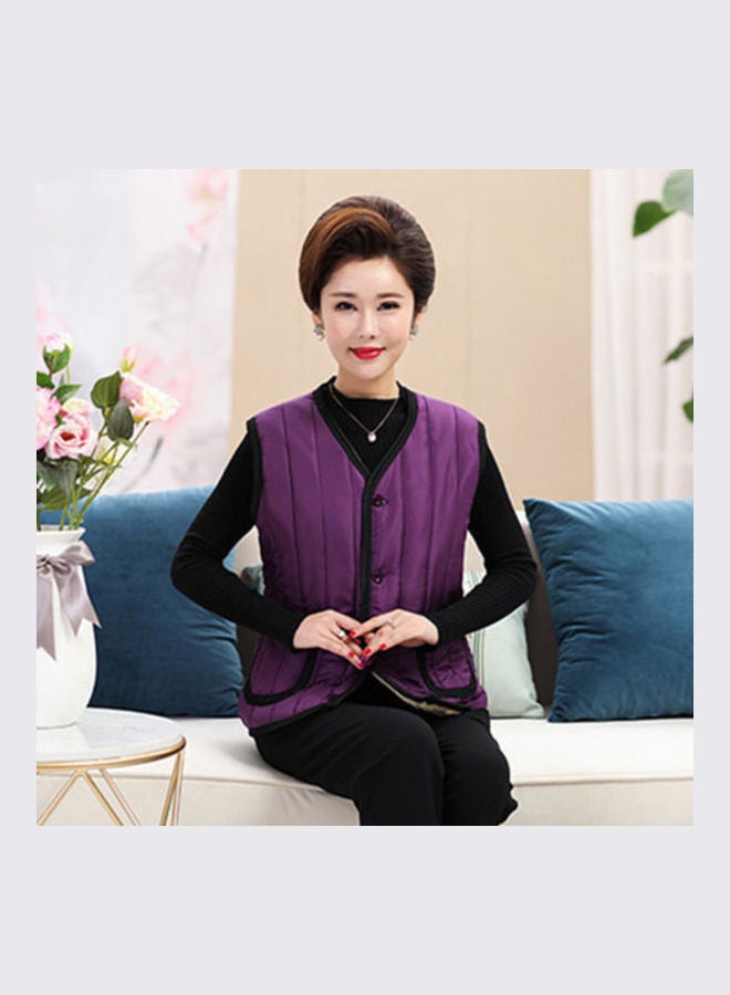 Women Casual Sleeveless Waistcoat Vest Purple/Black